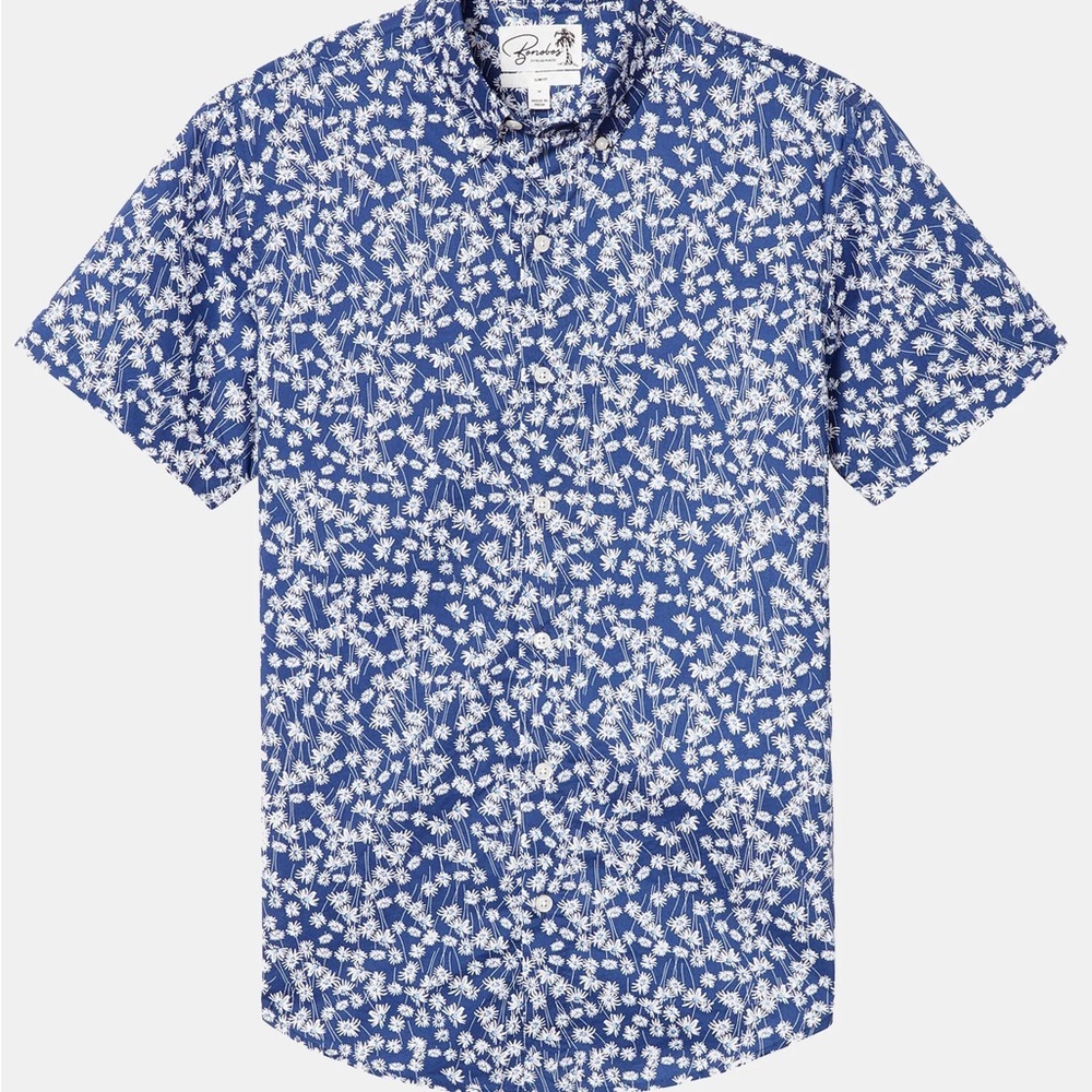 Bonobos Short Sleeve Blue Daisies Button-Up